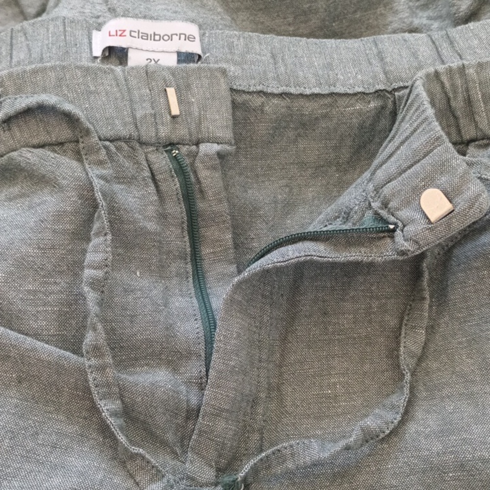 Liz Claiborne Green Linen Blend Pants Size 2X - Picture 5 of 5